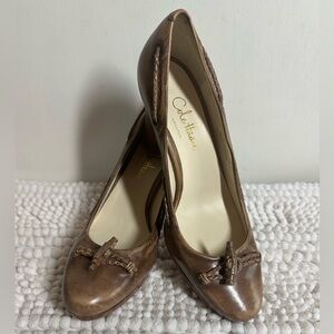 Cole Haan Women's Brown Leather Heels with Rope Accent‎ Size 7.5
